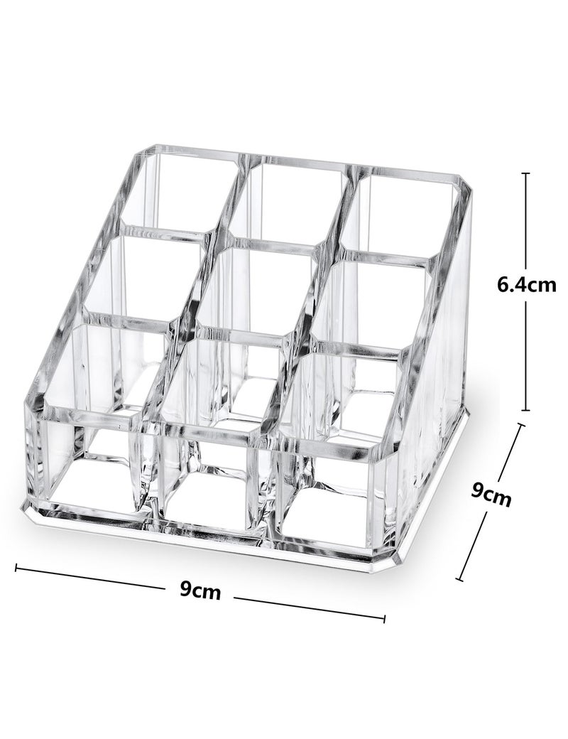 MOSIKER Lipstick Lip Gloss Organizer,Small Clear Acrylic Compact Essential Oil Rollerball Perfume Holder with 9 Slots - Image 2